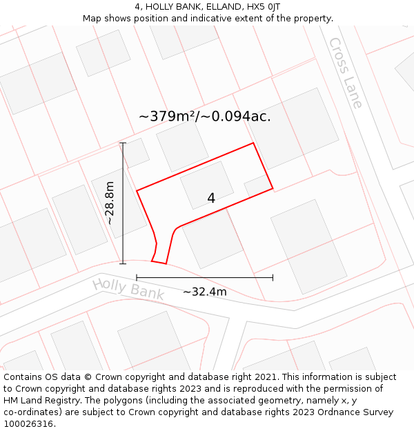 4, HOLLY BANK, ELLAND, HX5 0JT: Plot and title map