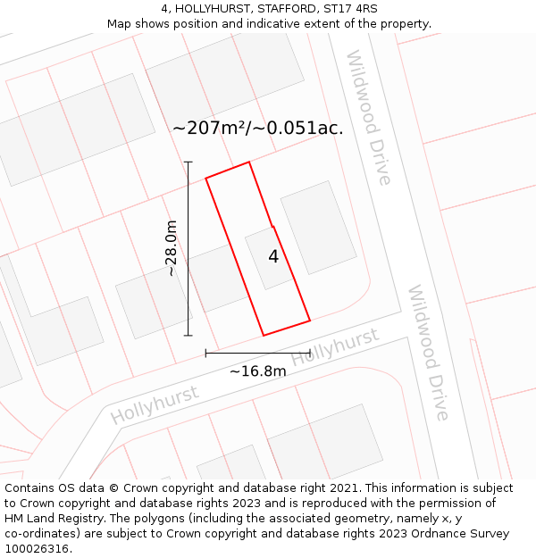 4, HOLLYHURST, STAFFORD, ST17 4RS: Plot and title map