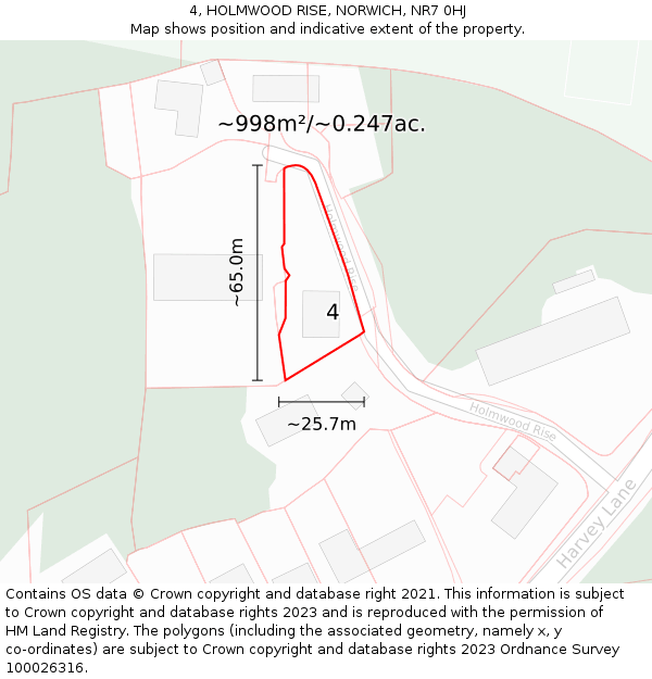 4, HOLMWOOD RISE, NORWICH, NR7 0HJ: Plot and title map