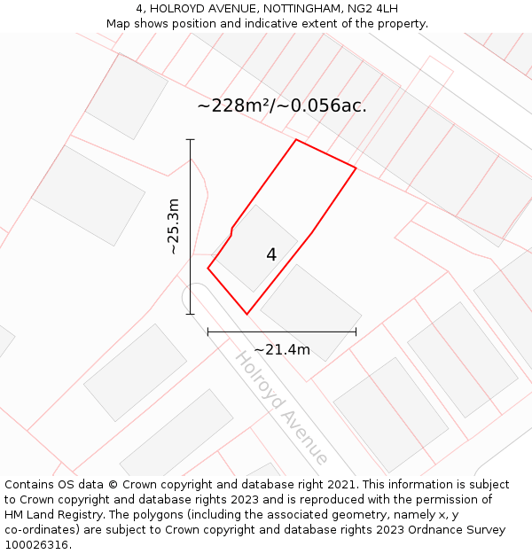 4, HOLROYD AVENUE, NOTTINGHAM, NG2 4LH: Plot and title map