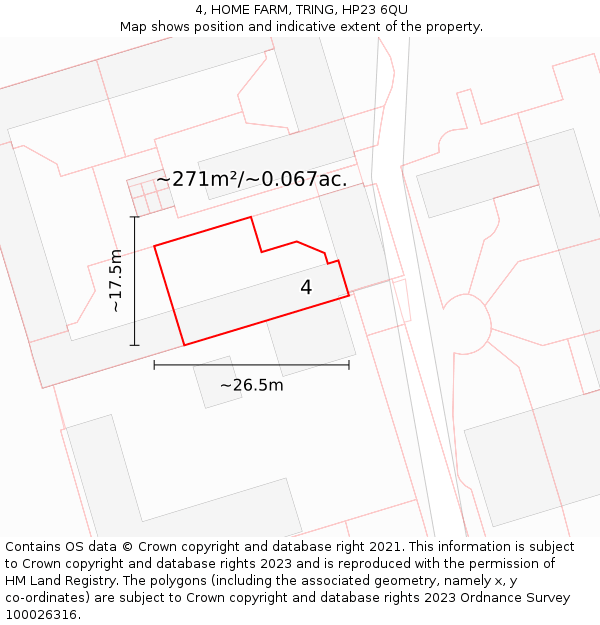 4, HOME FARM, TRING, HP23 6QU: Plot and title map