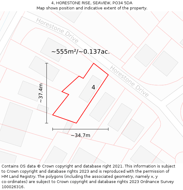 4, HORESTONE RISE, SEAVIEW, PO34 5DA: Plot and title map