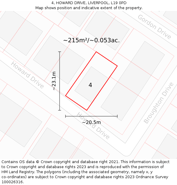 4, HOWARD DRIVE, LIVERPOOL, L19 0PD: Plot and title map
