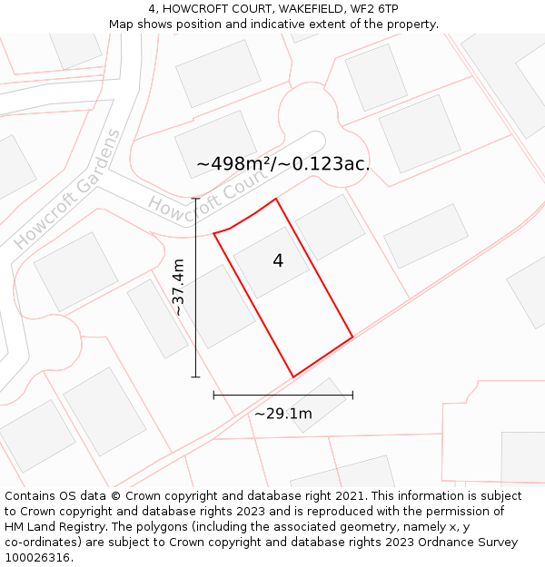 4, HOWCROFT COURT, WAKEFIELD, WF2 6TP: Plot and title map