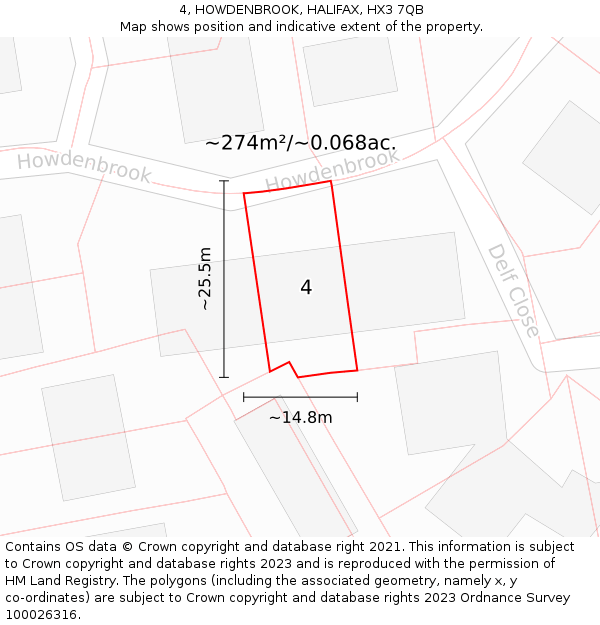 4, HOWDENBROOK, HALIFAX, HX3 7QB: Plot and title map