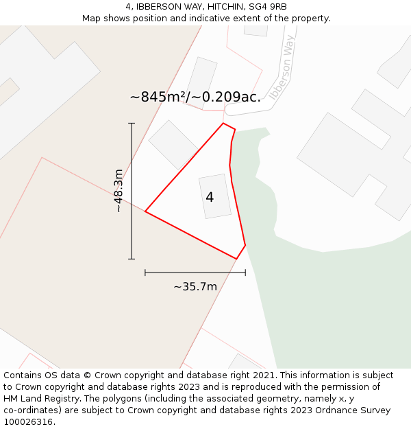 4, IBBERSON WAY, HITCHIN, SG4 9RB: Plot and title map