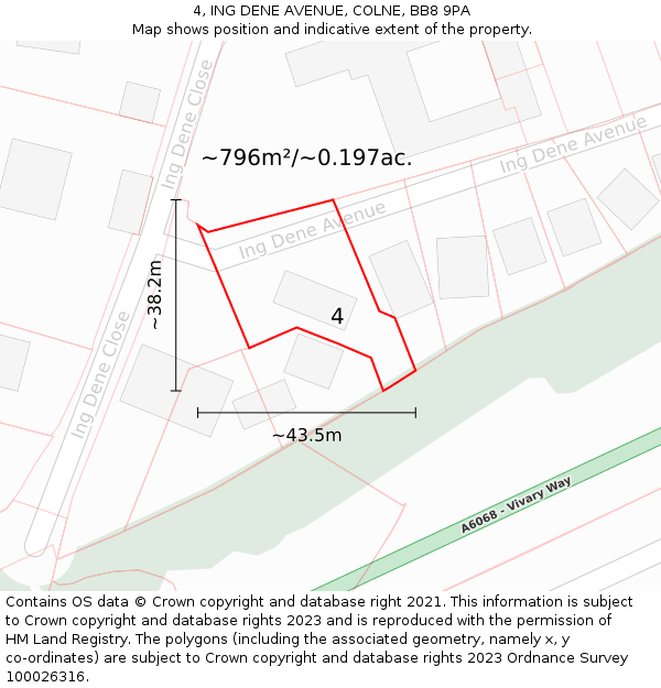 4, ING DENE AVENUE, COLNE, BB8 9PA: Plot and title map