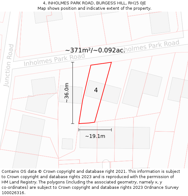 4, INHOLMES PARK ROAD, BURGESS HILL, RH15 0JE: Plot and title map