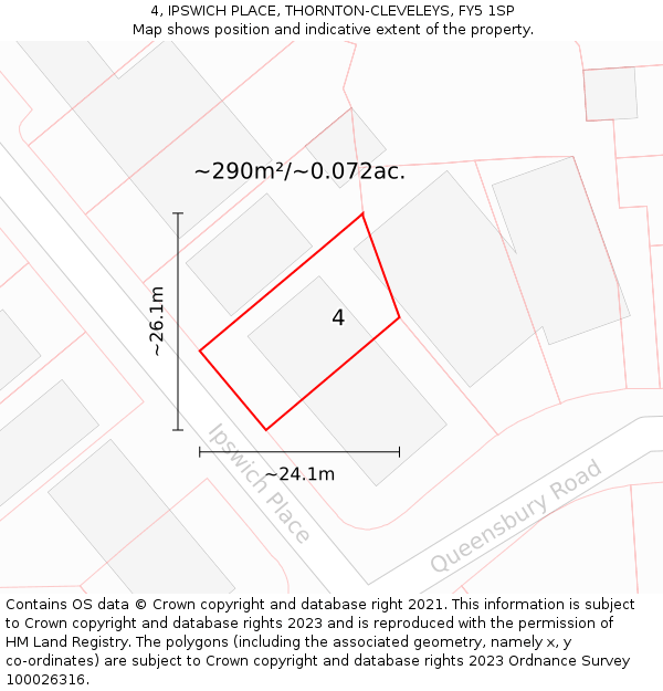 4, IPSWICH PLACE, THORNTON-CLEVELEYS, FY5 1SP: Plot and title map