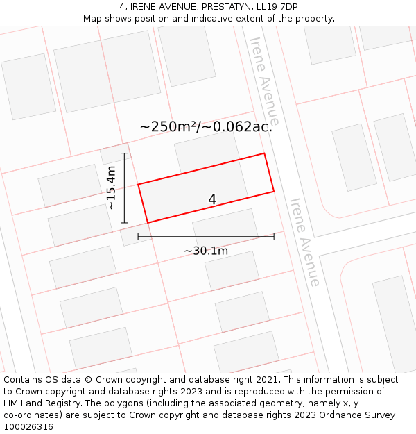 4, IRENE AVENUE, PRESTATYN, LL19 7DP: Plot and title map