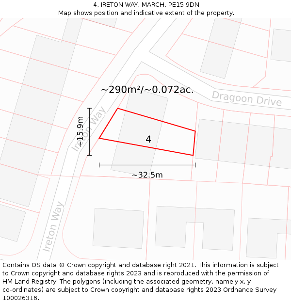 4, IRETON WAY, MARCH, PE15 9DN: Plot and title map