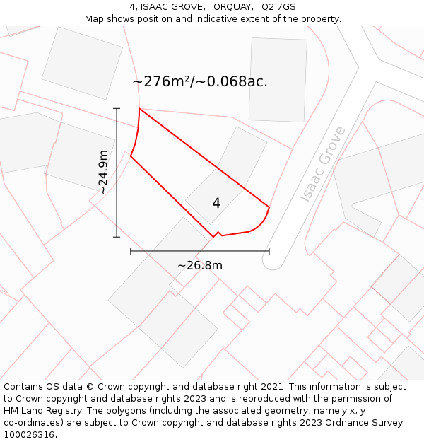 4, ISAAC GROVE, TORQUAY, TQ2 7GS: Plot and title map