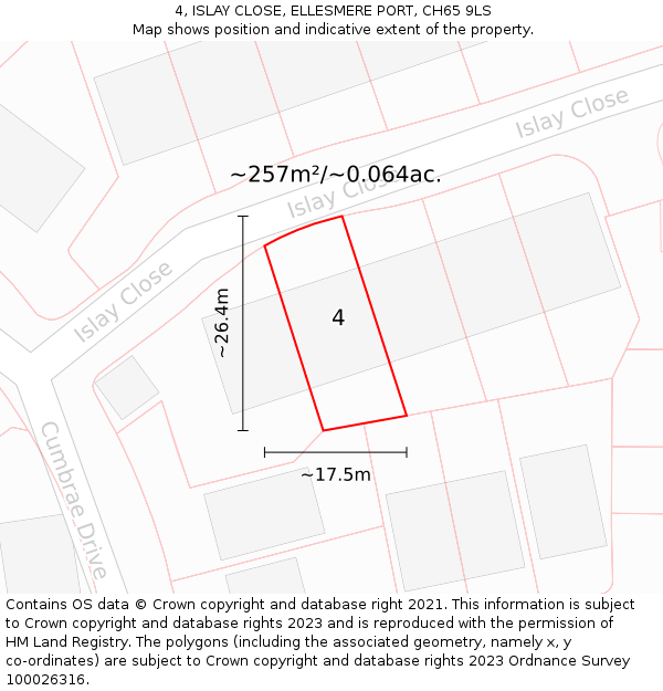 4, ISLAY CLOSE, ELLESMERE PORT, CH65 9LS: Plot and title map