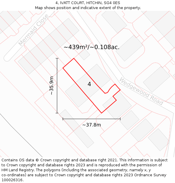 4, IVATT COURT, HITCHIN, SG4 0ES: Plot and title map