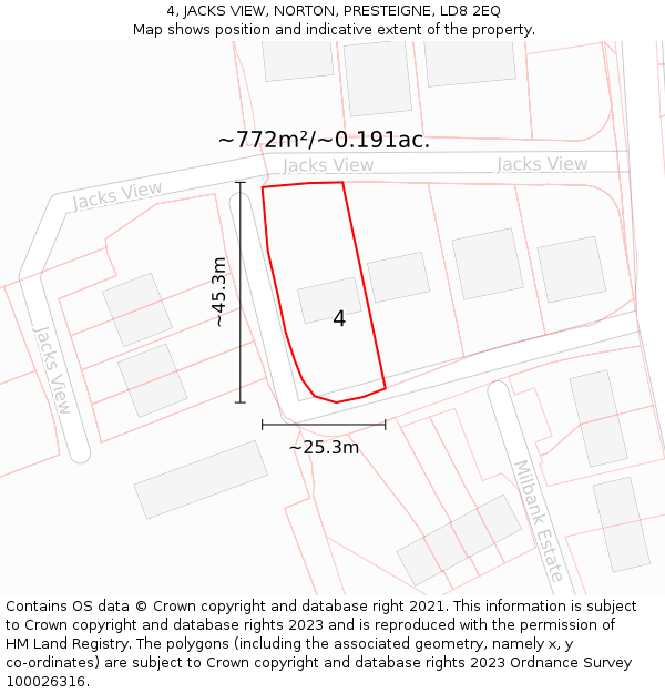 4, JACKS VIEW, NORTON, PRESTEIGNE, LD8 2EQ: Plot and title map