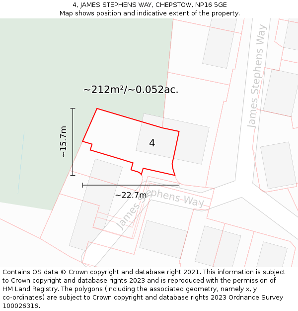 4, JAMES STEPHENS WAY, CHEPSTOW, NP16 5GE: Plot and title map