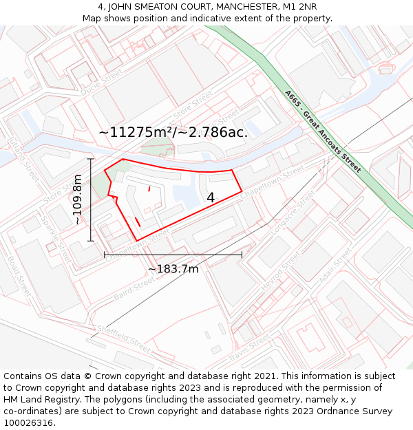 4, JOHN SMEATON COURT, MANCHESTER, M1 2NR: Plot and title map