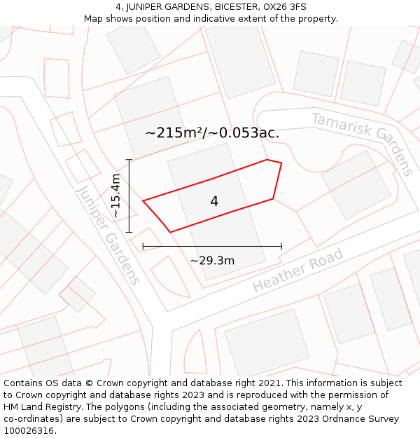 4, JUNIPER GARDENS, BICESTER, OX26 3FS: Plot and title map