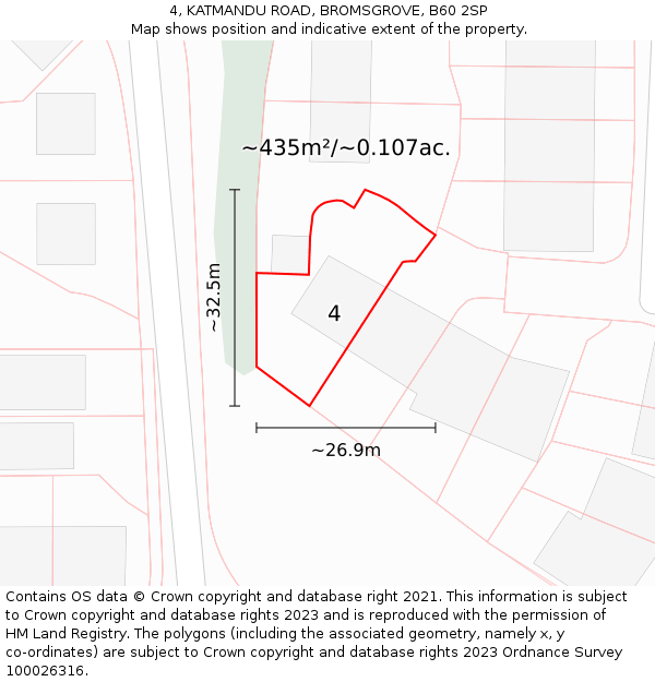 4, KATMANDU ROAD, BROMSGROVE, B60 2SP: Plot and title map