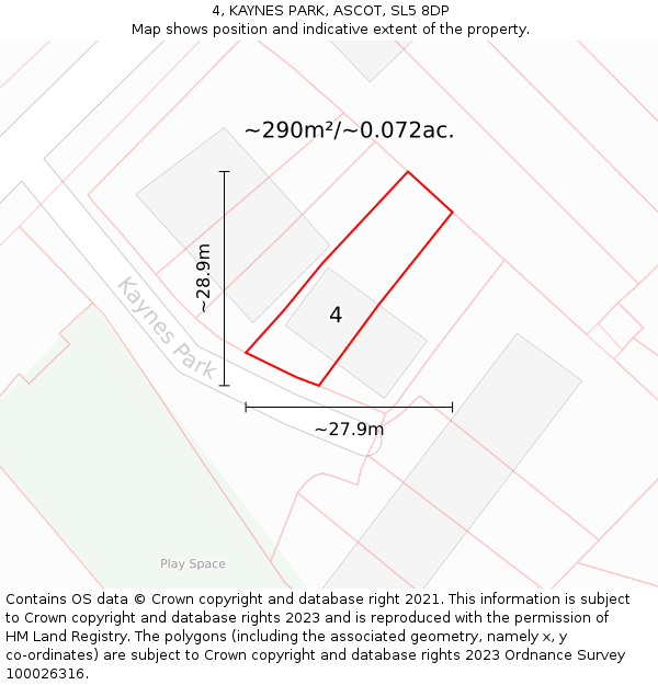 4, KAYNES PARK, ASCOT, SL5 8DP: Plot and title map