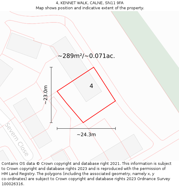 4, KENNET WALK, CALNE, SN11 9FA: Plot and title map