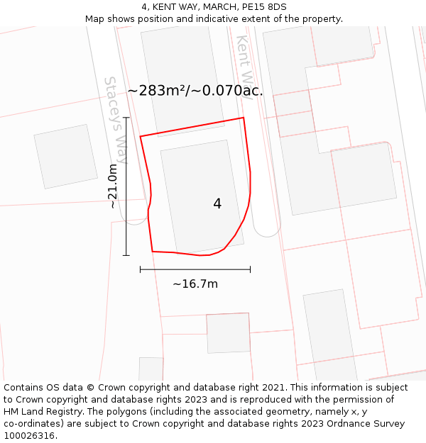 4, KENT WAY, MARCH, PE15 8DS: Plot and title map