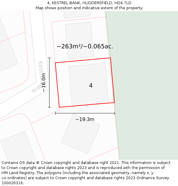 4, KESTREL BANK, HUDDERSFIELD, HD4 7LD: Plot and title map