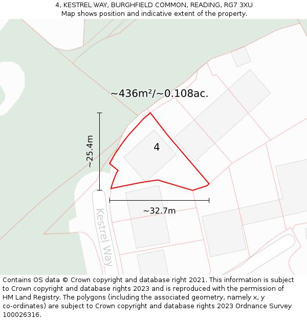 4, KESTREL WAY, BURGHFIELD COMMON, READING, RG7 3XU: Plot and title map