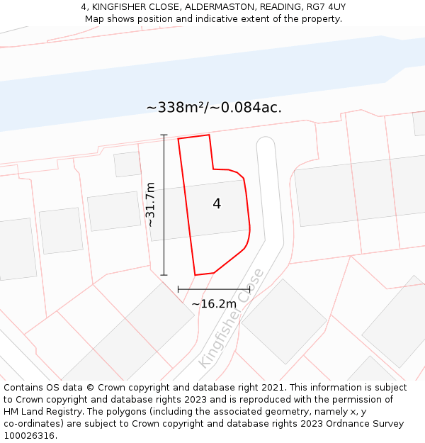 4, KINGFISHER CLOSE, ALDERMASTON, READING, RG7 4UY: Plot and title map