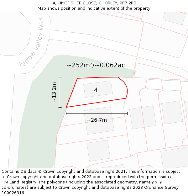 4, KINGFISHER CLOSE, CHORLEY, PR7 2RB: Plot and title map