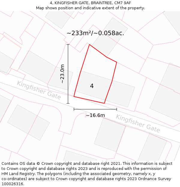 4, KINGFISHER GATE, BRAINTREE, CM7 9AF: Plot and title map