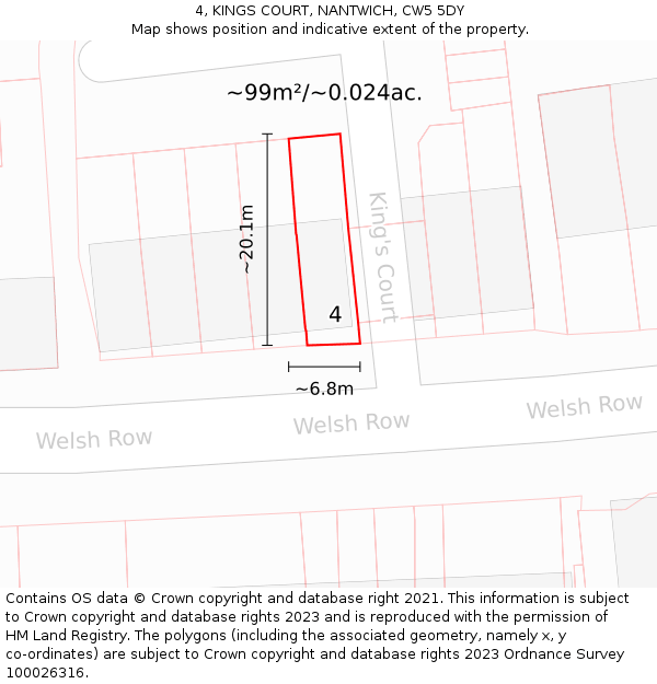 4, KINGS COURT, NANTWICH, CW5 5DY: Plot and title map