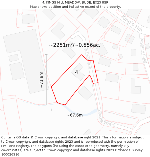 4, KINGS HILL MEADOW, BUDE, EX23 8SR: Plot and title map