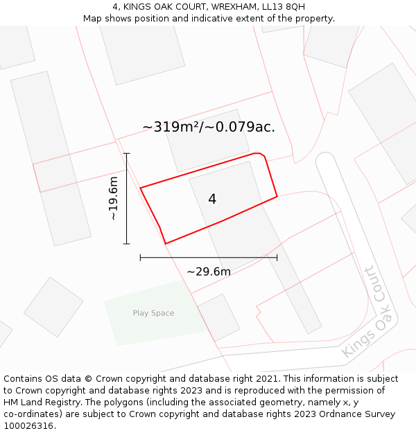 4, KINGS OAK COURT, WREXHAM, LL13 8QH: Plot and title map