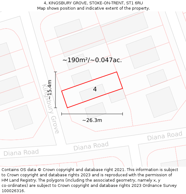 4, KINGSBURY GROVE, STOKE-ON-TRENT, ST1 6RU: Plot and title map