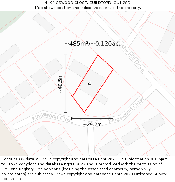 4, KINGSWOOD CLOSE, GUILDFORD, GU1 2SD: Plot and title map