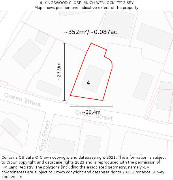 4, KINGSWOOD CLOSE, MUCH WENLOCK, TF13 6BY: Plot and title map