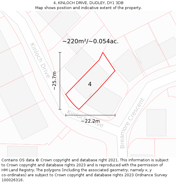 4, KINLOCH DRIVE, DUDLEY, DY1 3DB: Plot and title map