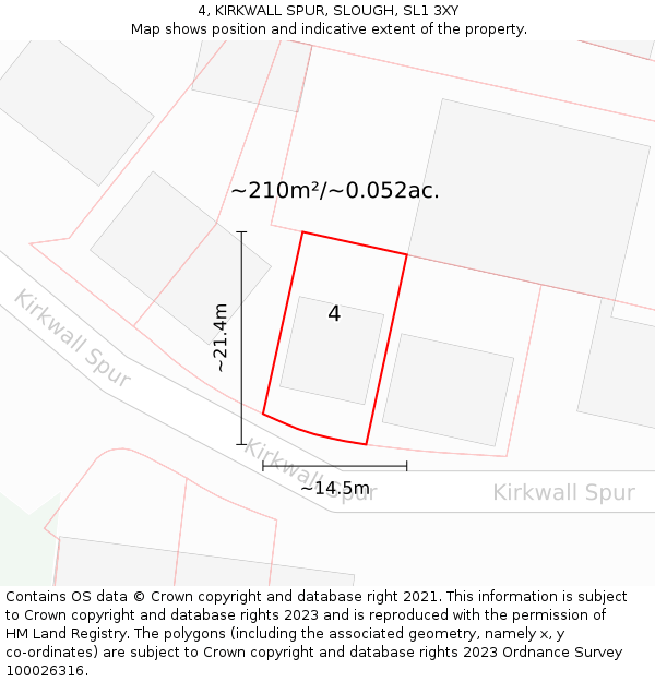 4, KIRKWALL SPUR, SLOUGH, SL1 3XY: Plot and title map