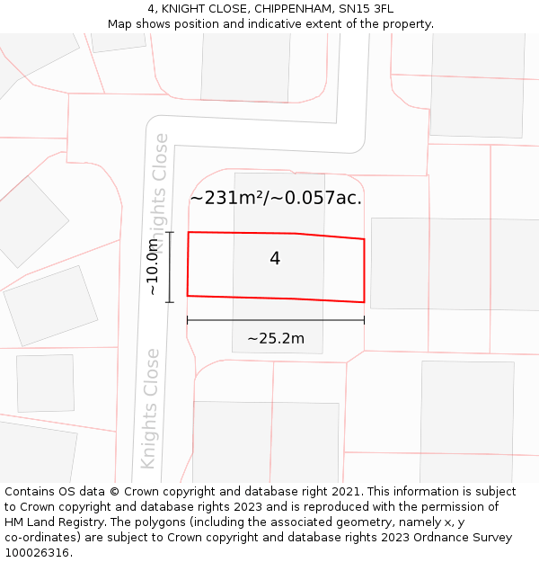 4, KNIGHT CLOSE, CHIPPENHAM, SN15 3FL: Plot and title map