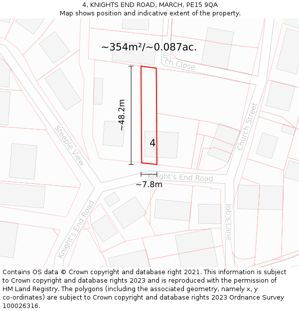 4, KNIGHTS END ROAD, MARCH, PE15 9QA: Plot and title map