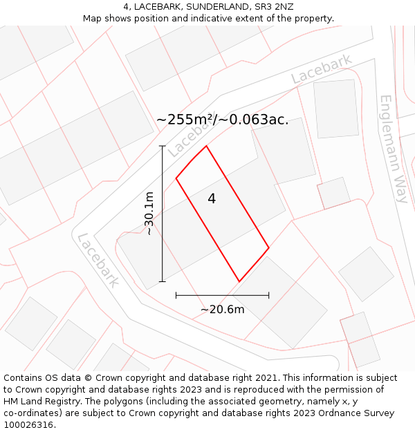 4, LACEBARK, SUNDERLAND, SR3 2NZ: Plot and title map