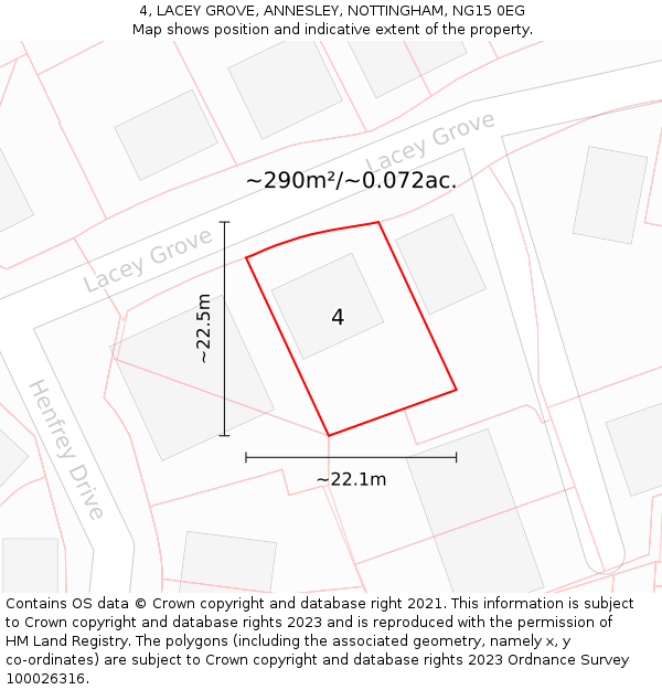 4, LACEY GROVE, ANNESLEY, NOTTINGHAM, NG15 0EG: Plot and title map