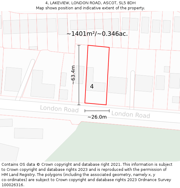 4, LAKEVIEW, LONDON ROAD, ASCOT, SL5 8DH: Plot and title map