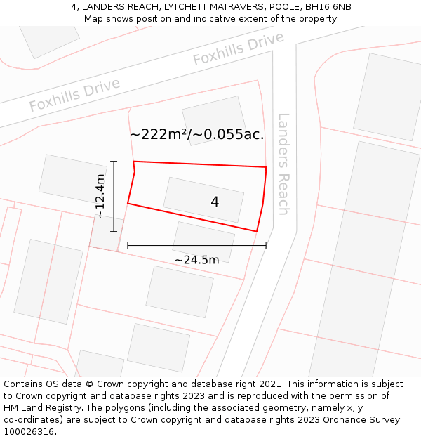 4, LANDERS REACH, LYTCHETT MATRAVERS, POOLE, BH16 6NB: Plot and title map