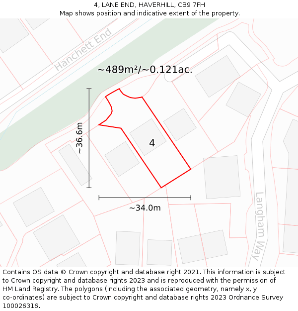 4, LANE END, HAVERHILL, CB9 7FH: Plot and title map