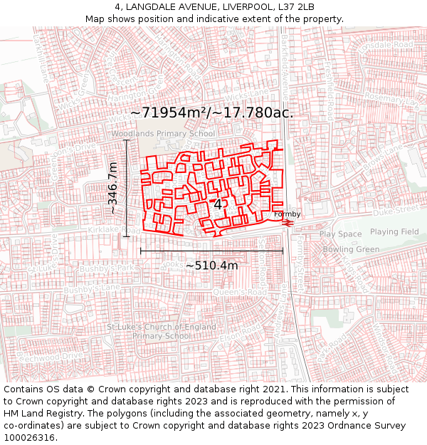 4, LANGDALE AVENUE, LIVERPOOL, L37 2LB: Plot and title map