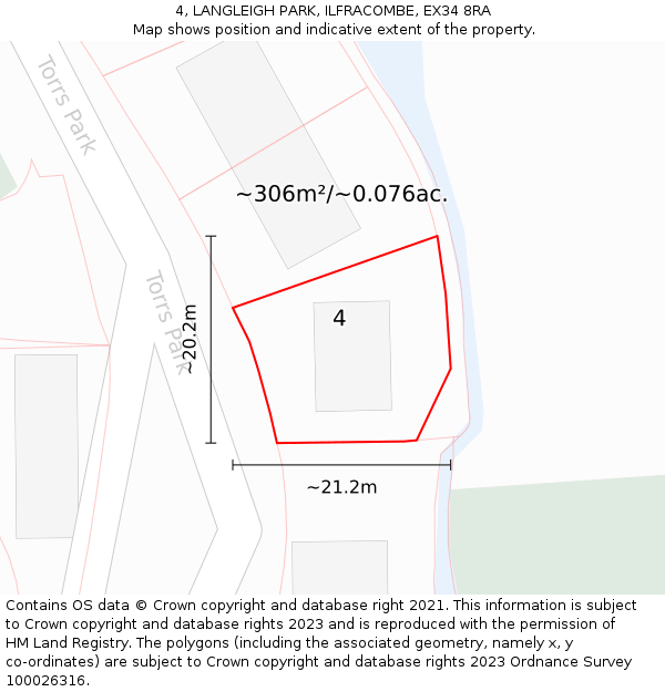 4, LANGLEIGH PARK, ILFRACOMBE, EX34 8RA: Plot and title map