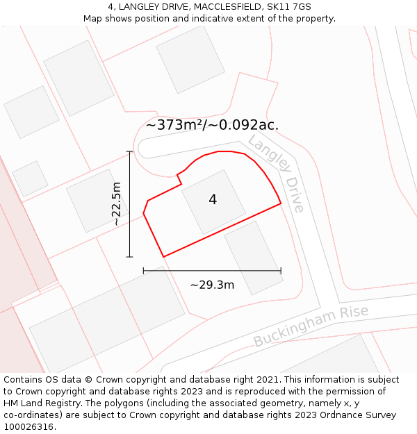 4, LANGLEY DRIVE, MACCLESFIELD, SK11 7GS: Plot and title map