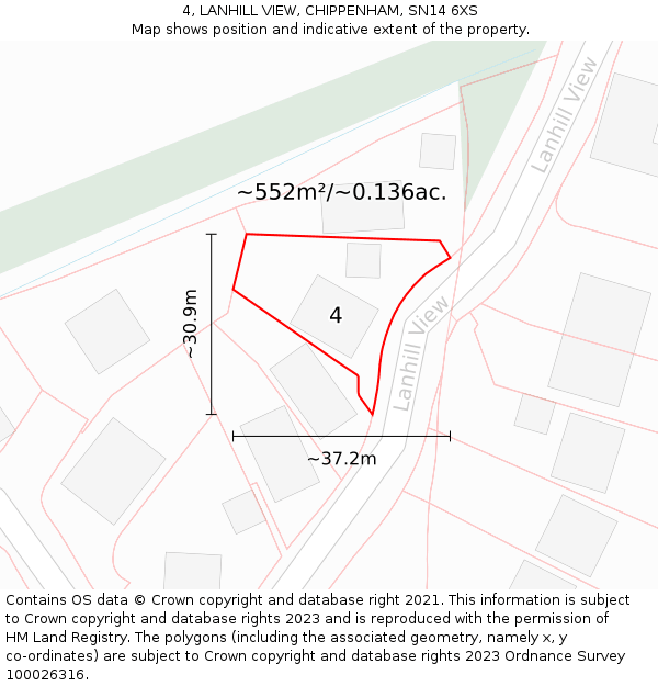 4, LANHILL VIEW, CHIPPENHAM, SN14 6XS: Plot and title map